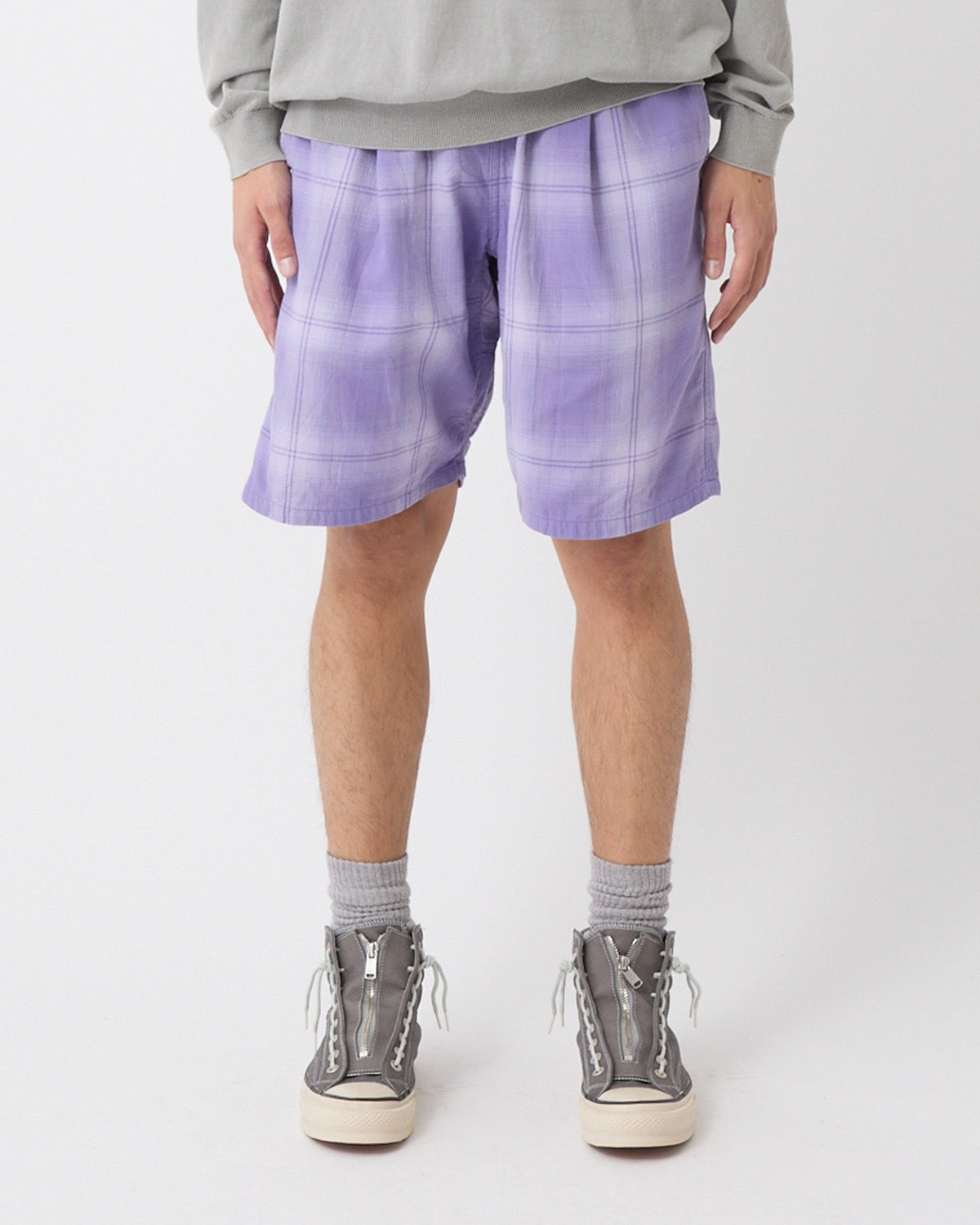 HIKER EASY SHORTS COTTON TWILL OMBRE CHECK by Rafu