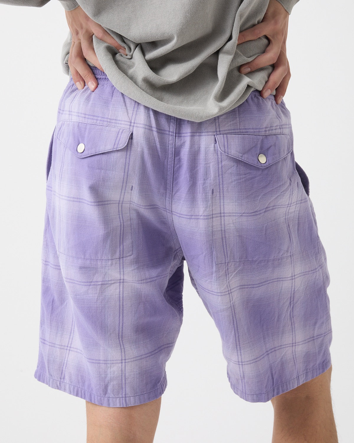 HIKER EASY SHORTS COTTON TWILL OMBRE CHECK by Rafu