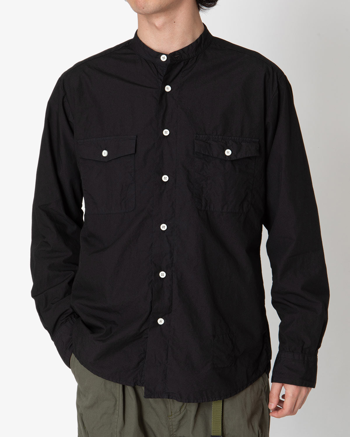 WORKER STAND COLLAR SHIRT COTTON TYPEWRITER OVERDYED