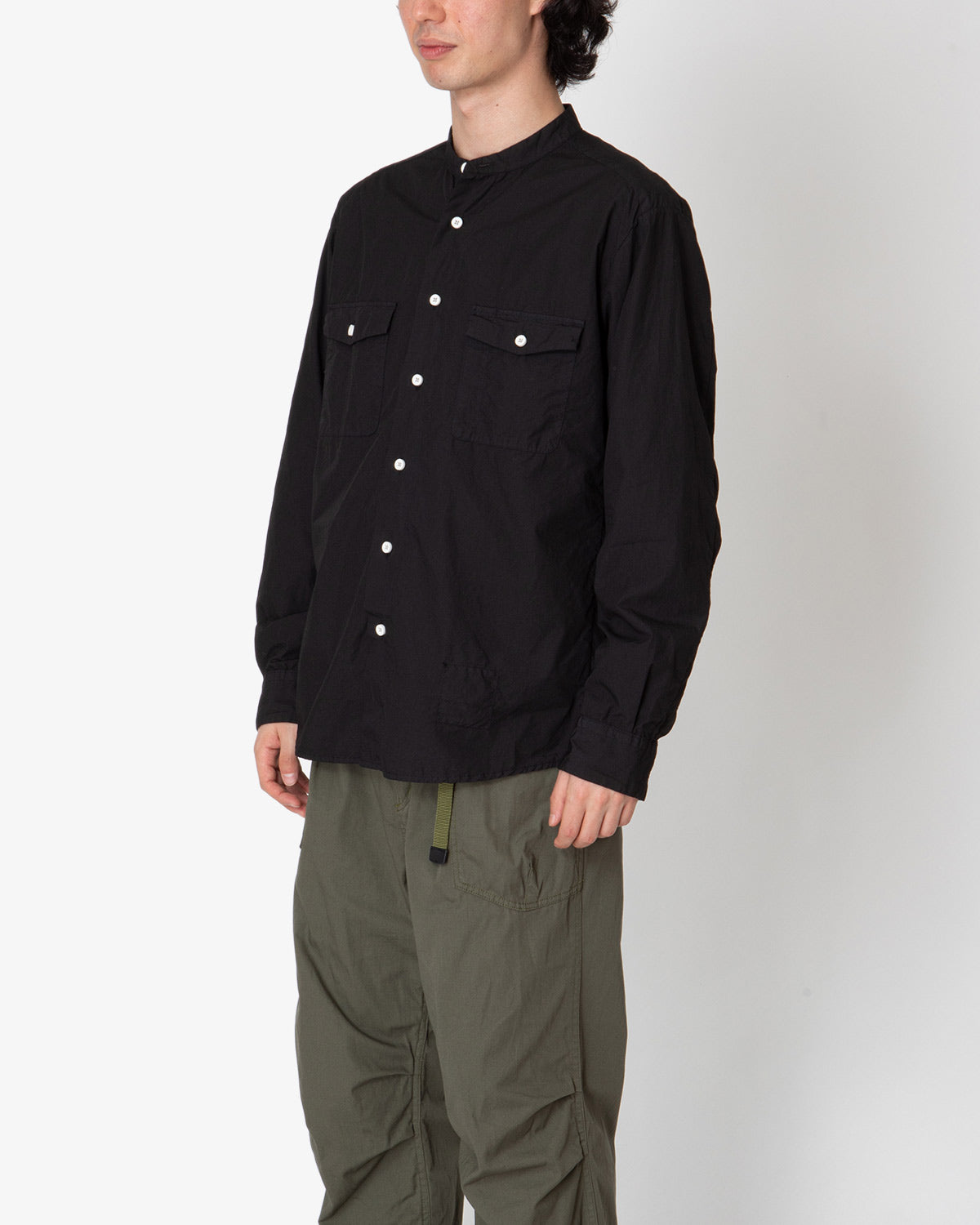 WORKER STAND COLLAR SHIRT COTTON TYPEWRITER OVERDYED