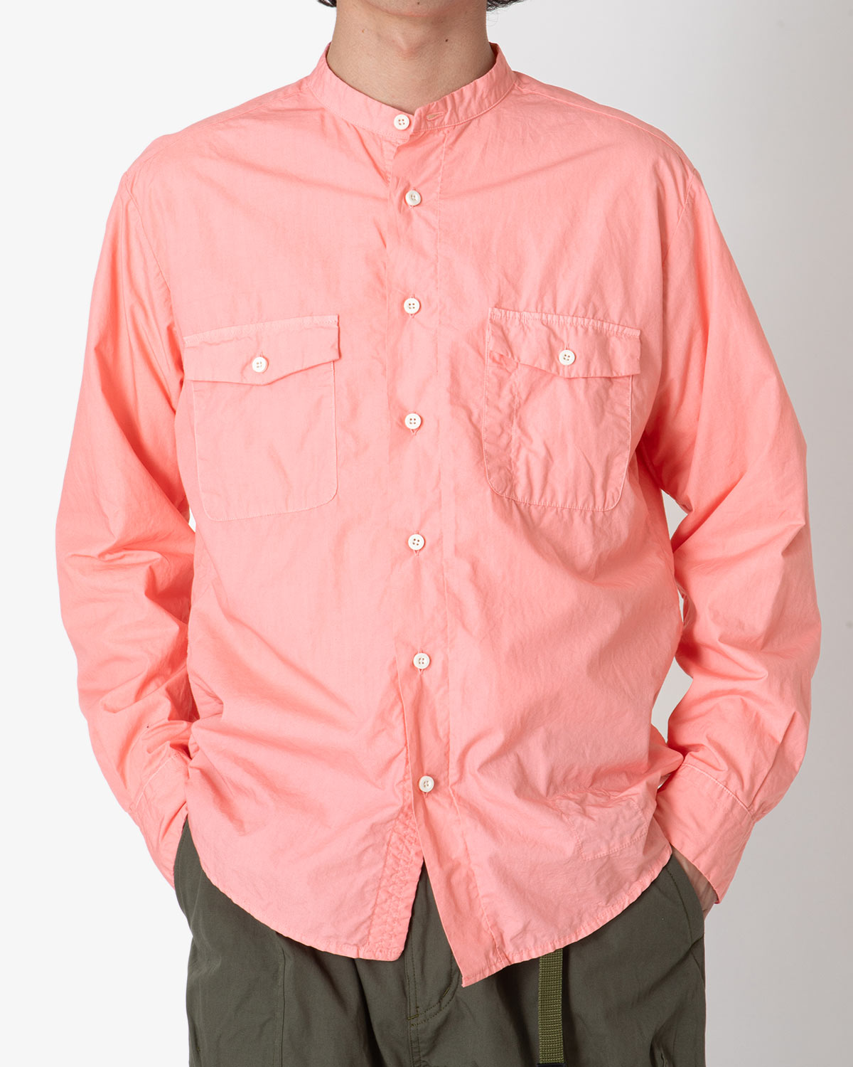 WORKER STAND COLLAR SHIRT COTTON TYPEWRITER OVERDYED