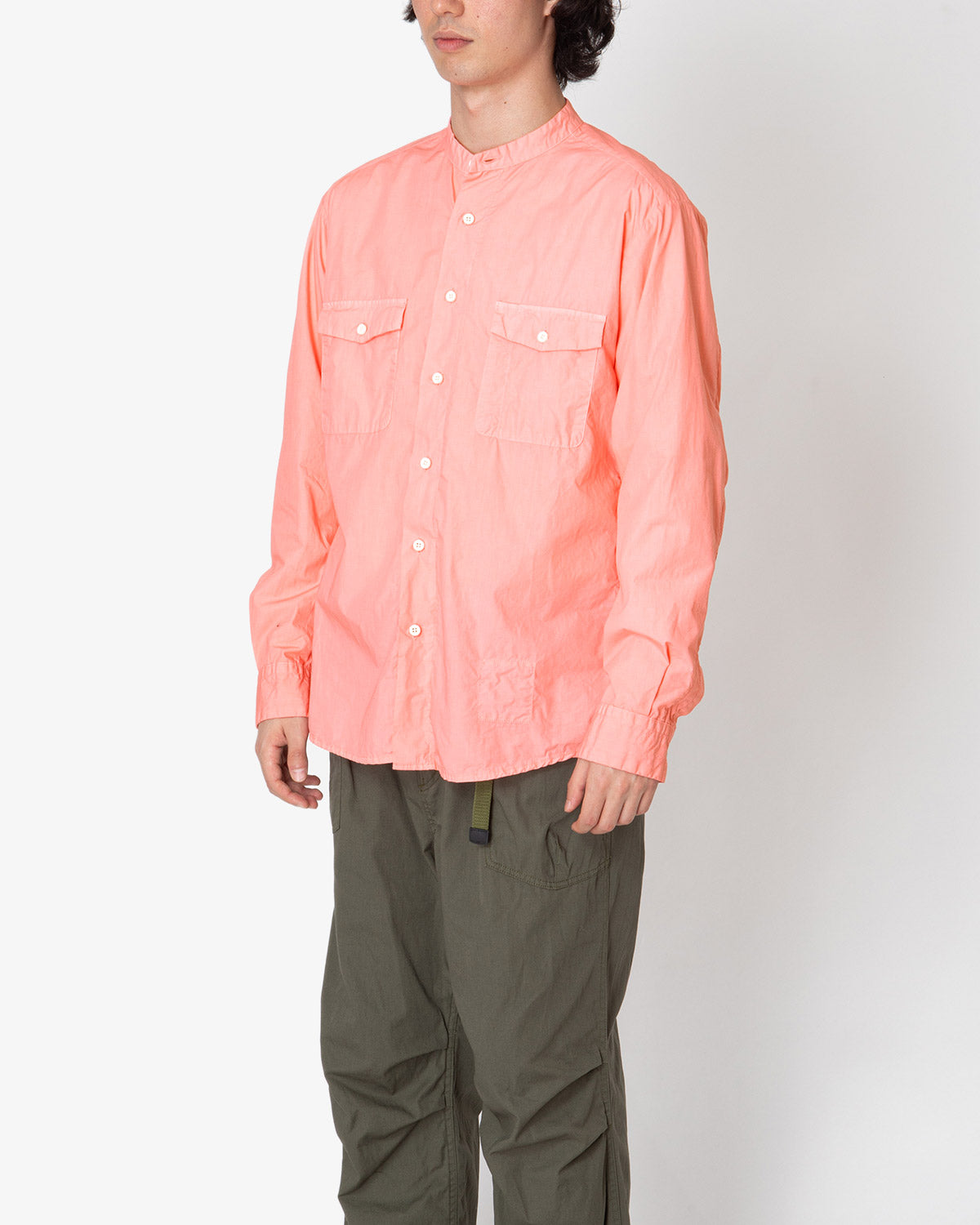 WORKER STAND COLLAR SHIRT COTTON TYPEWRITER OVERDYED