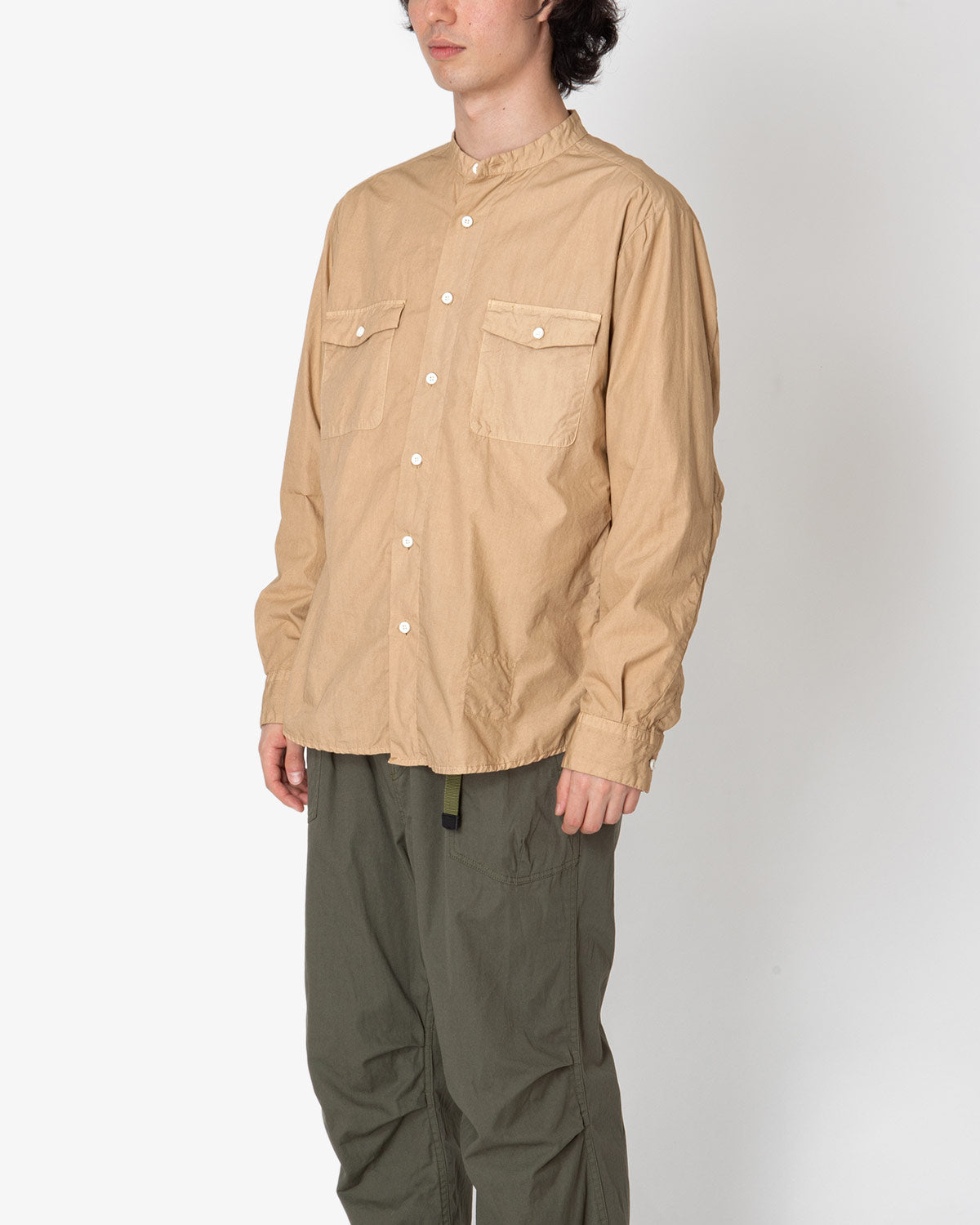 WORKER STAND COLLAR SHIRT COTTON TYPEWRITER OVERDYED