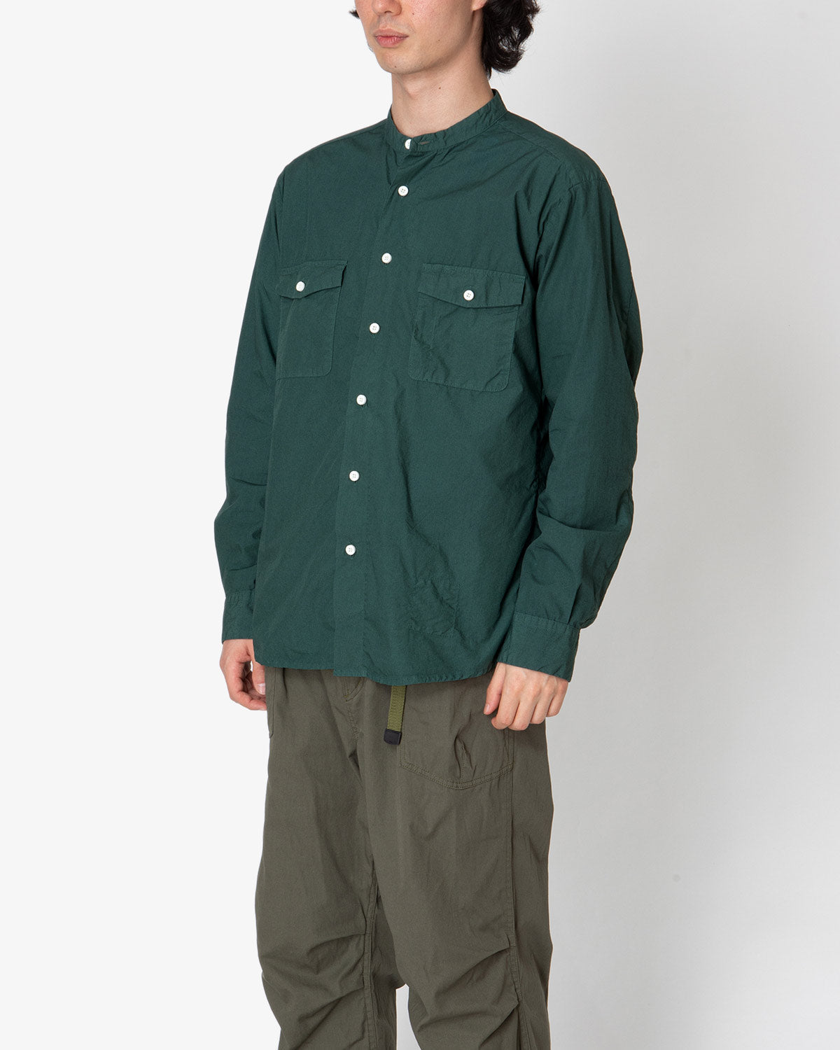 WORKER STAND COLLAR SHIRT COTTON TYPEWRITER OVERDYED