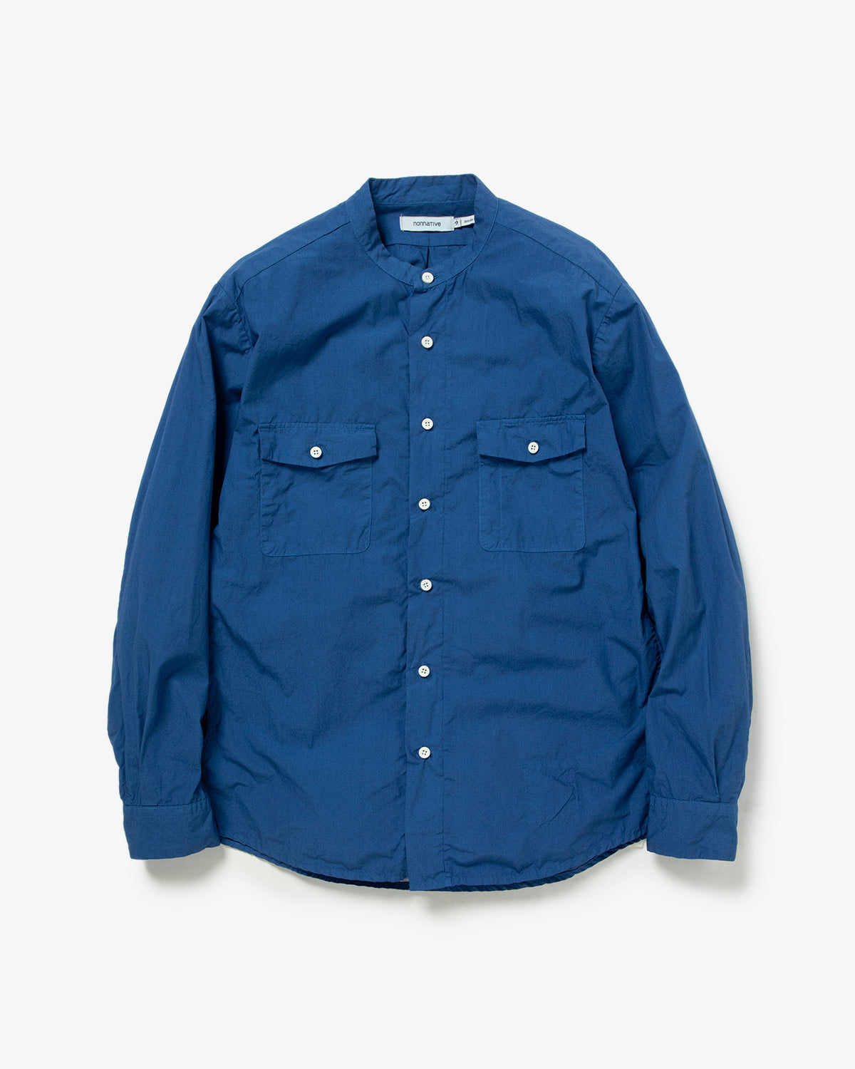 WORKER STAND COLLAR SHIRT COTTON TYPEWRITER OVERDYED