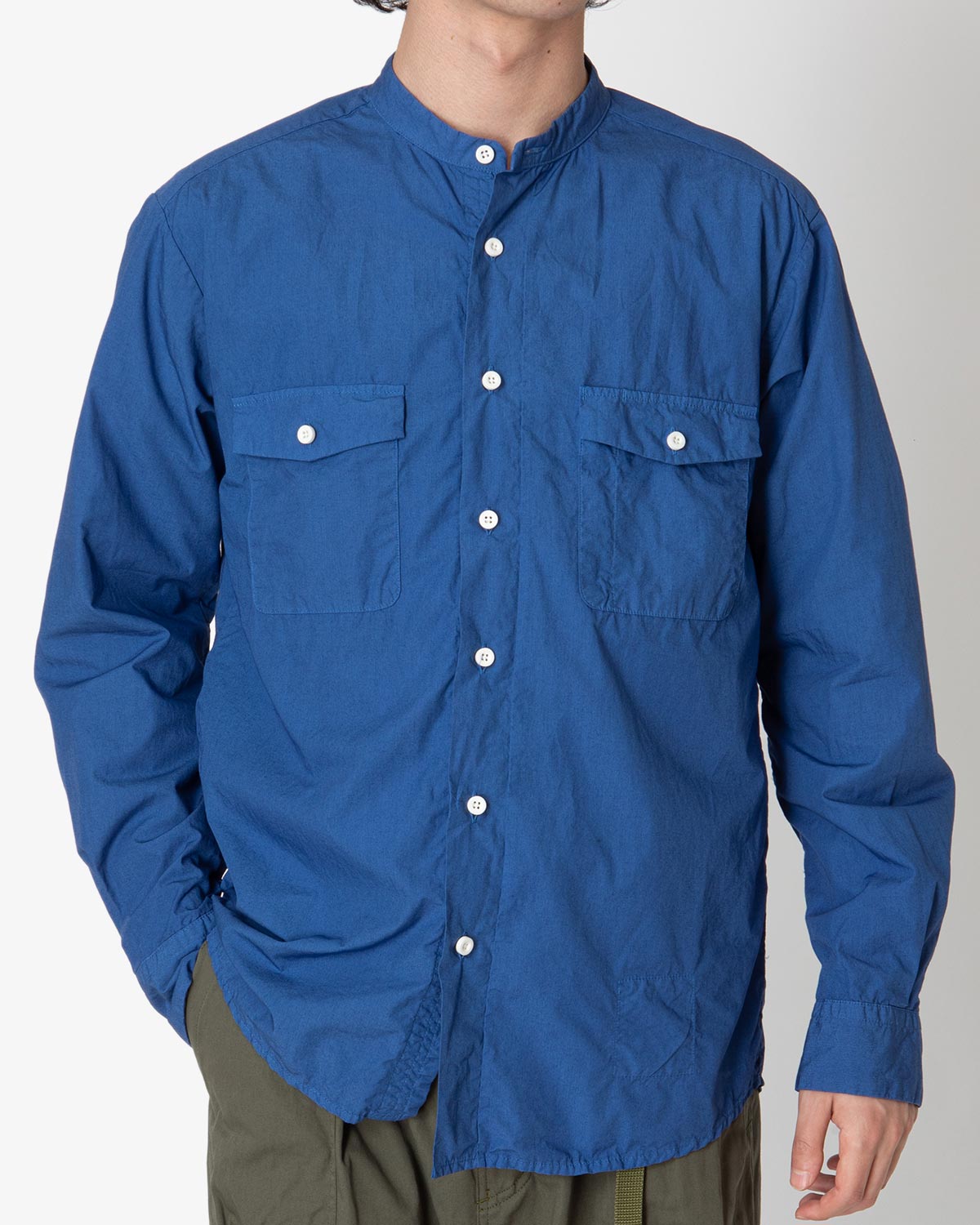 WORKER STAND COLLAR SHIRT COTTON TYPEWRITER OVERDYED