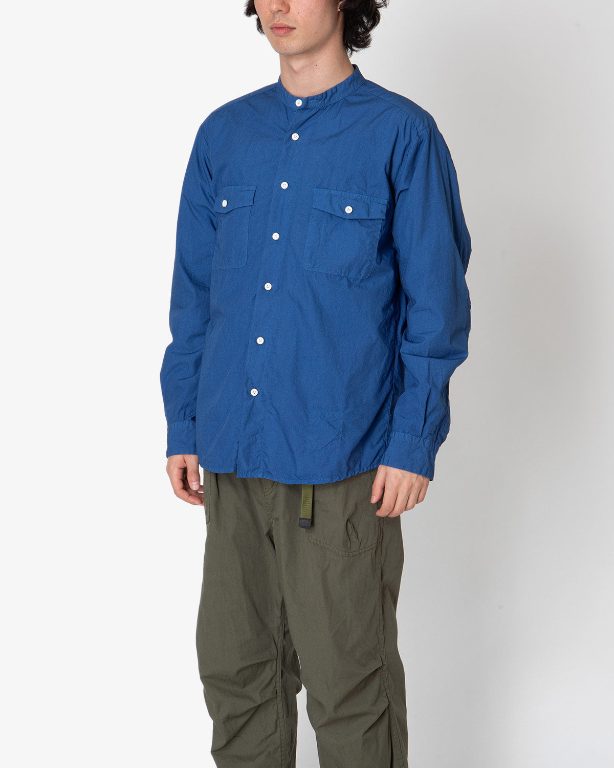 WORKER STAND COLLAR SHIRT COTTON TYPEWRITER OVERDYED