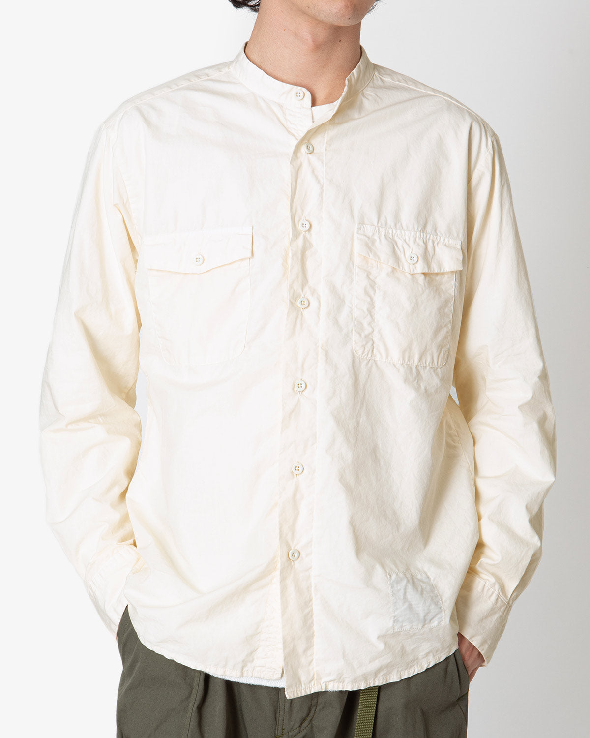 WORKER STAND COLLAR SHIRT COTTON TYPEWRITER OVERDYED