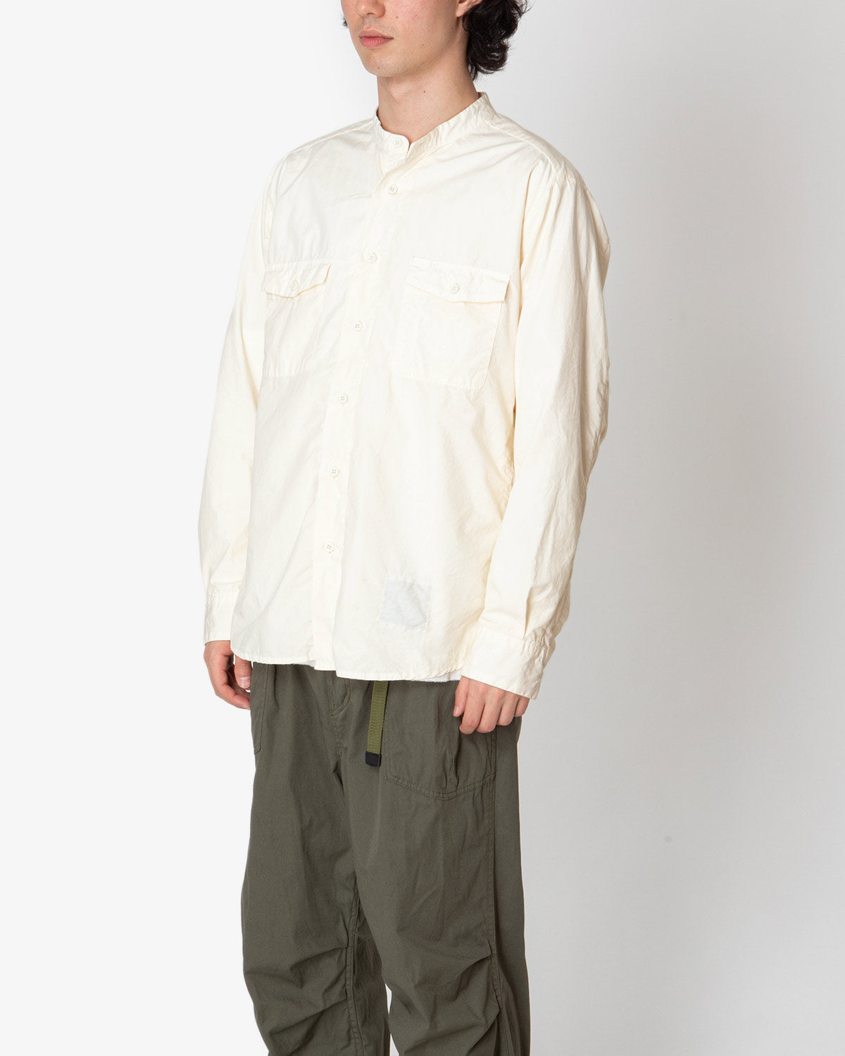 WORKER STAND COLLAR SHIRT COTTON TYPEWRITER OVERDYED