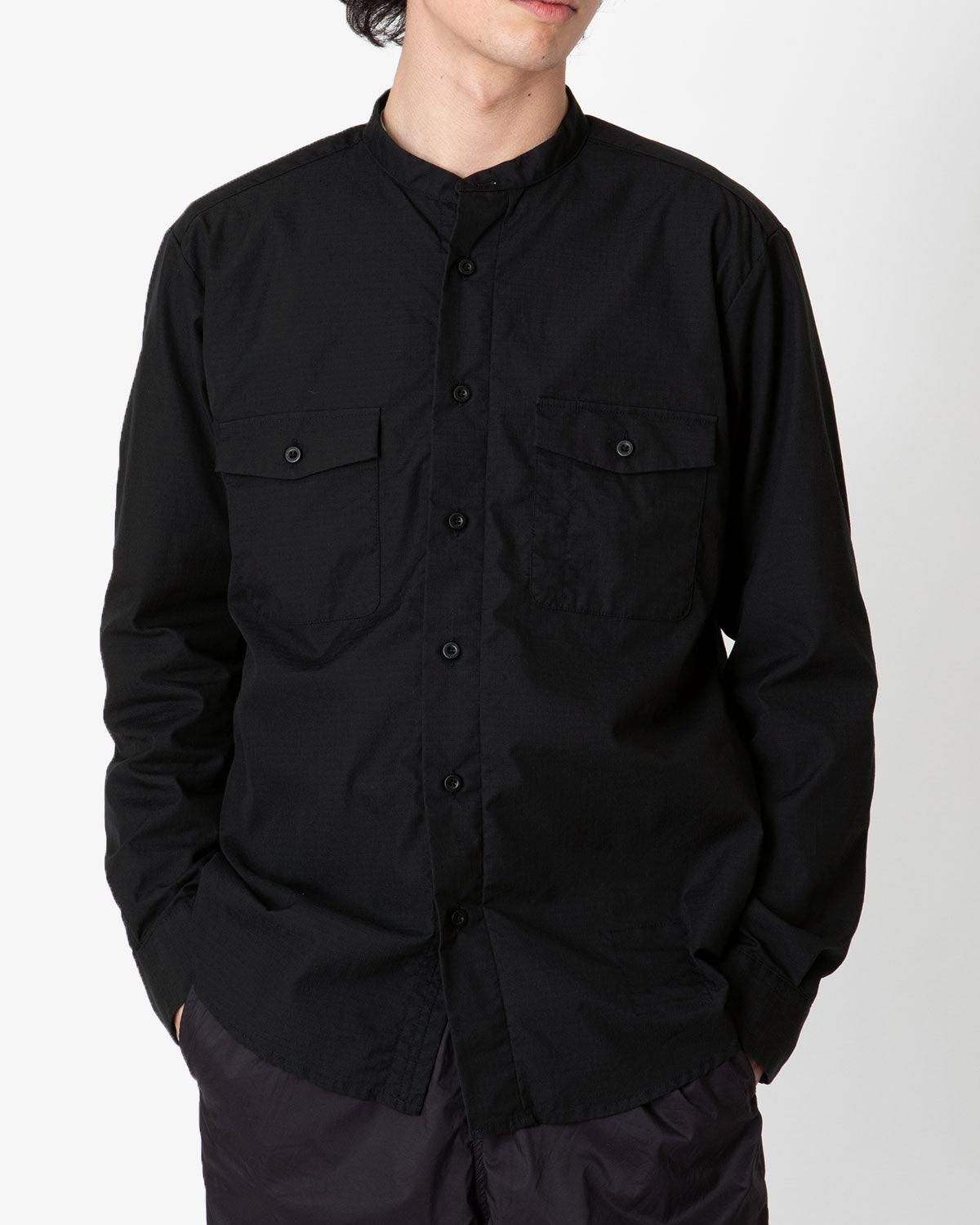 WORKER STAND COLLAR SHIRT C/P RIPSTOP STRETCH