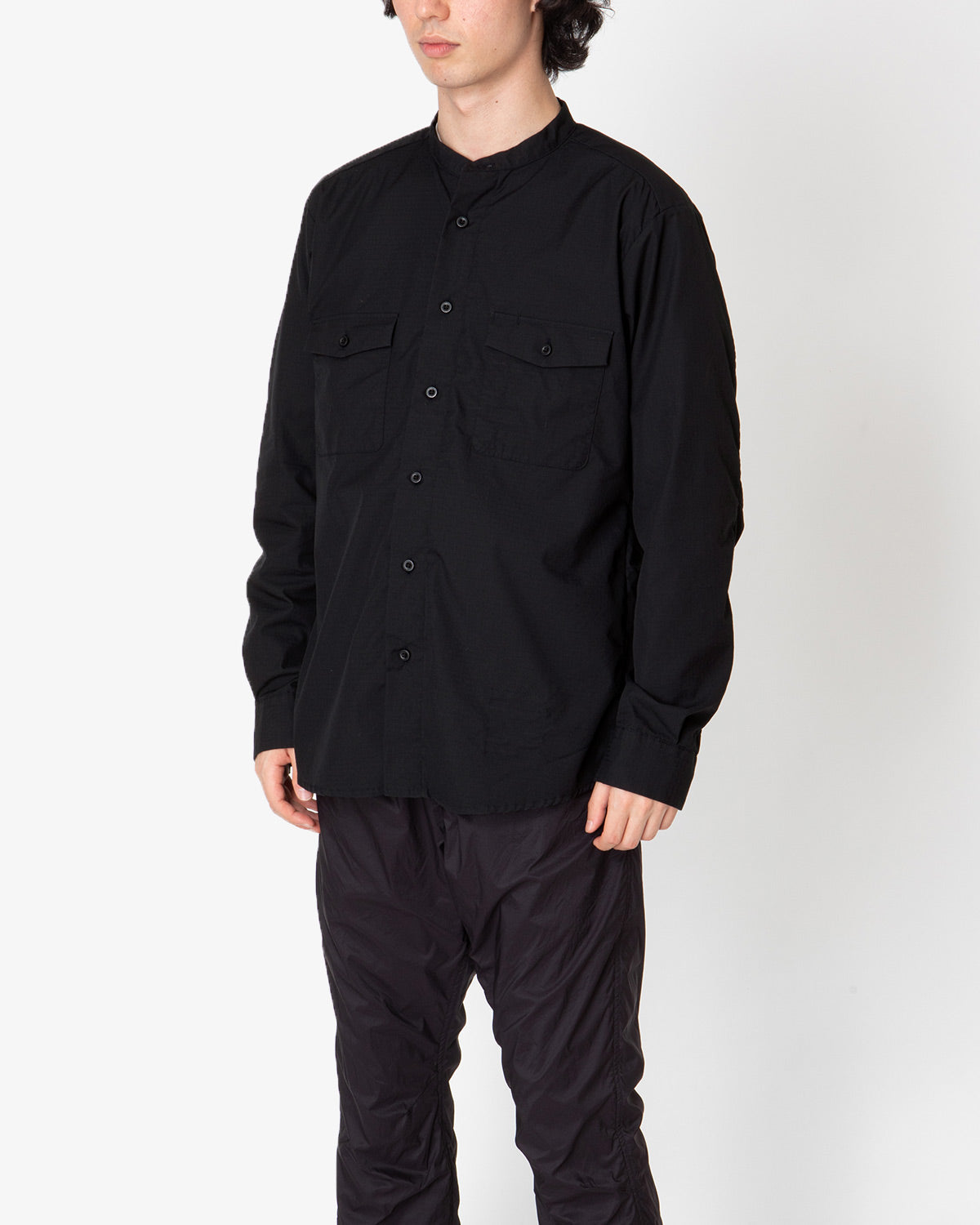 WORKER STAND COLLAR SHIRT C/P RIPSTOP STRETCH