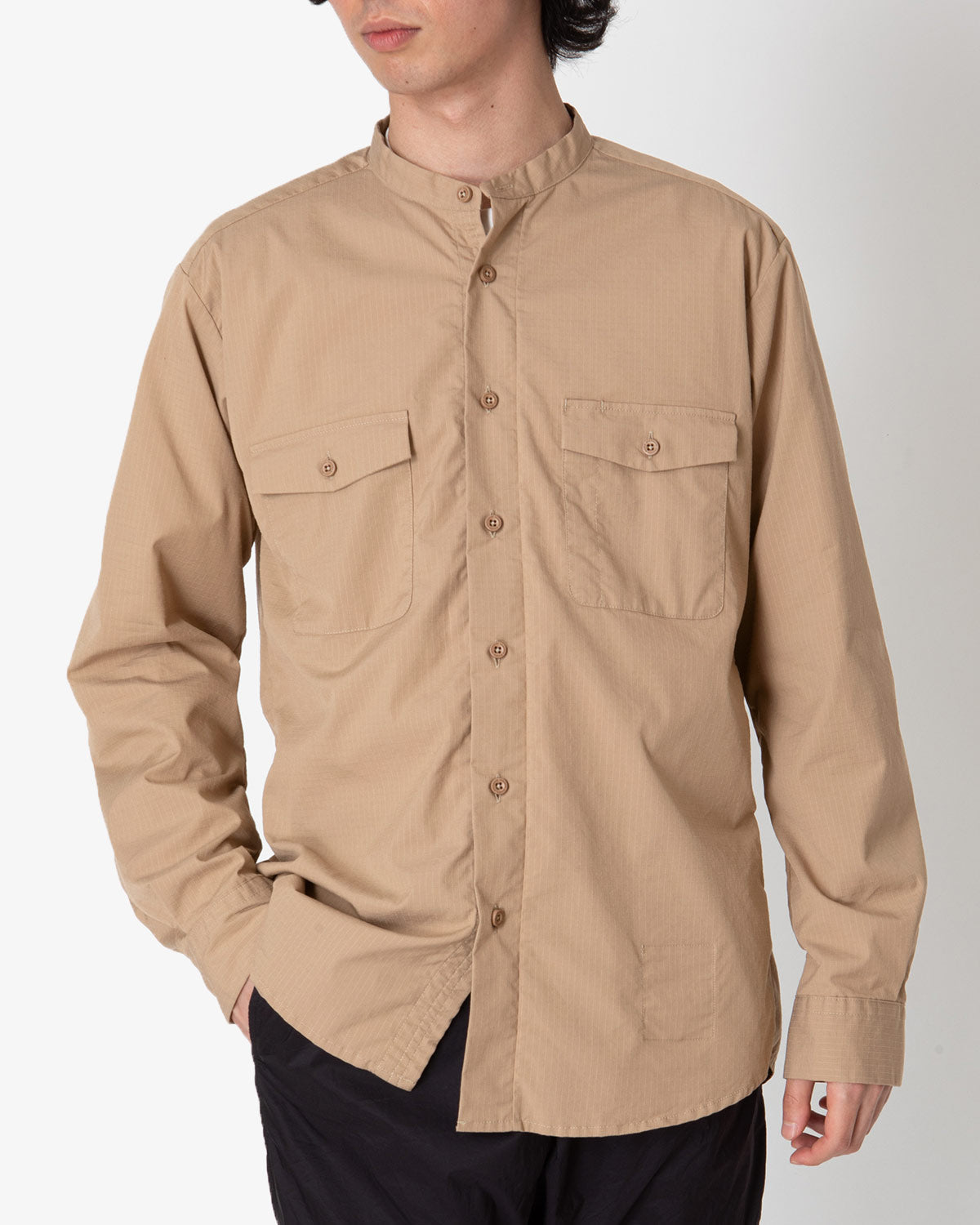 WORKER STAND COLLAR SHIRT C/P RIPSTOP STRETCH