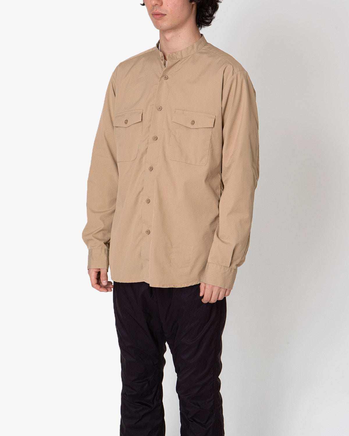 WORKER STAND COLLAR SHIRT C/P RIPSTOP STRETCH