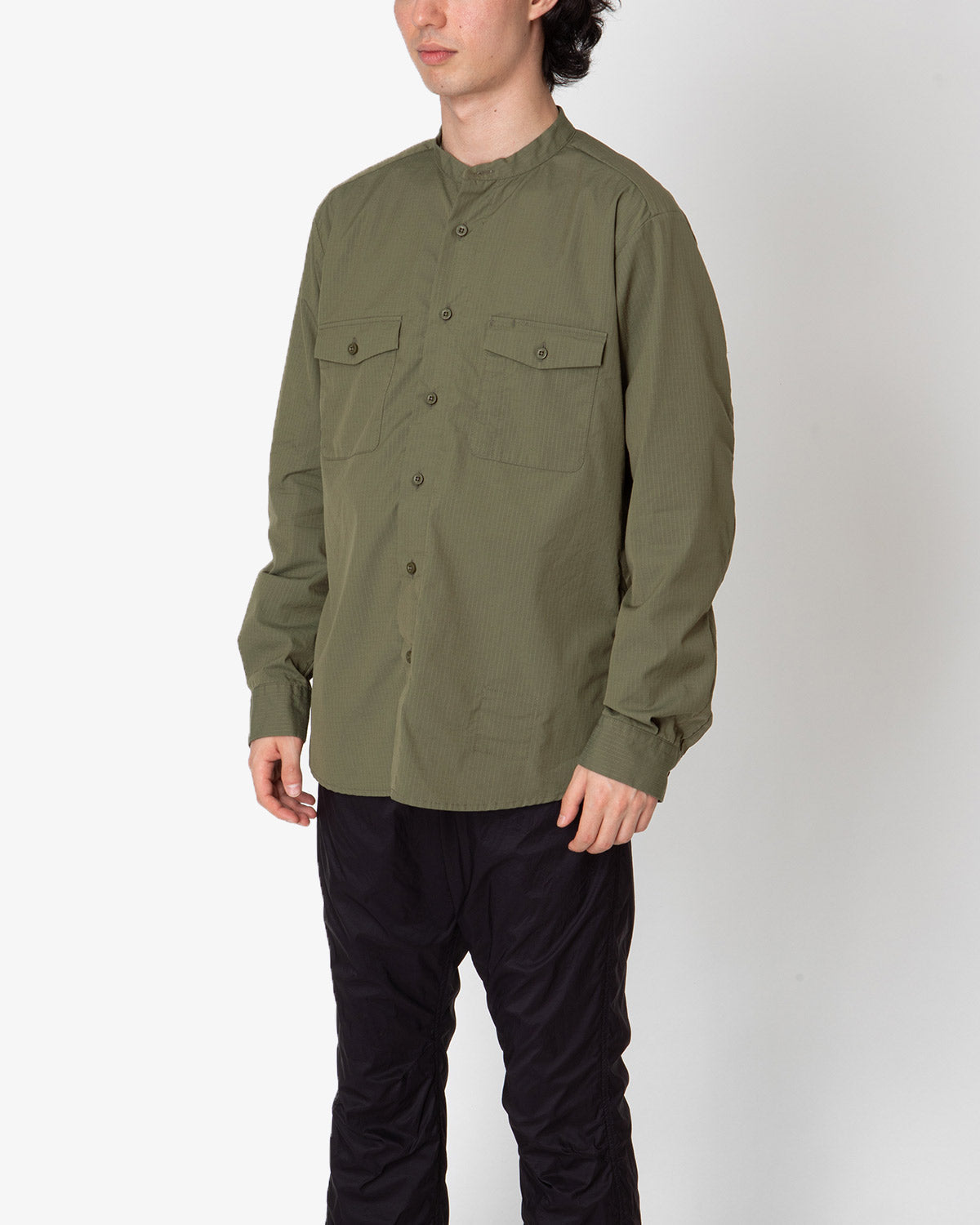 WORKER STAND COLLAR SHIRT C/P RIPSTOP STRETCH