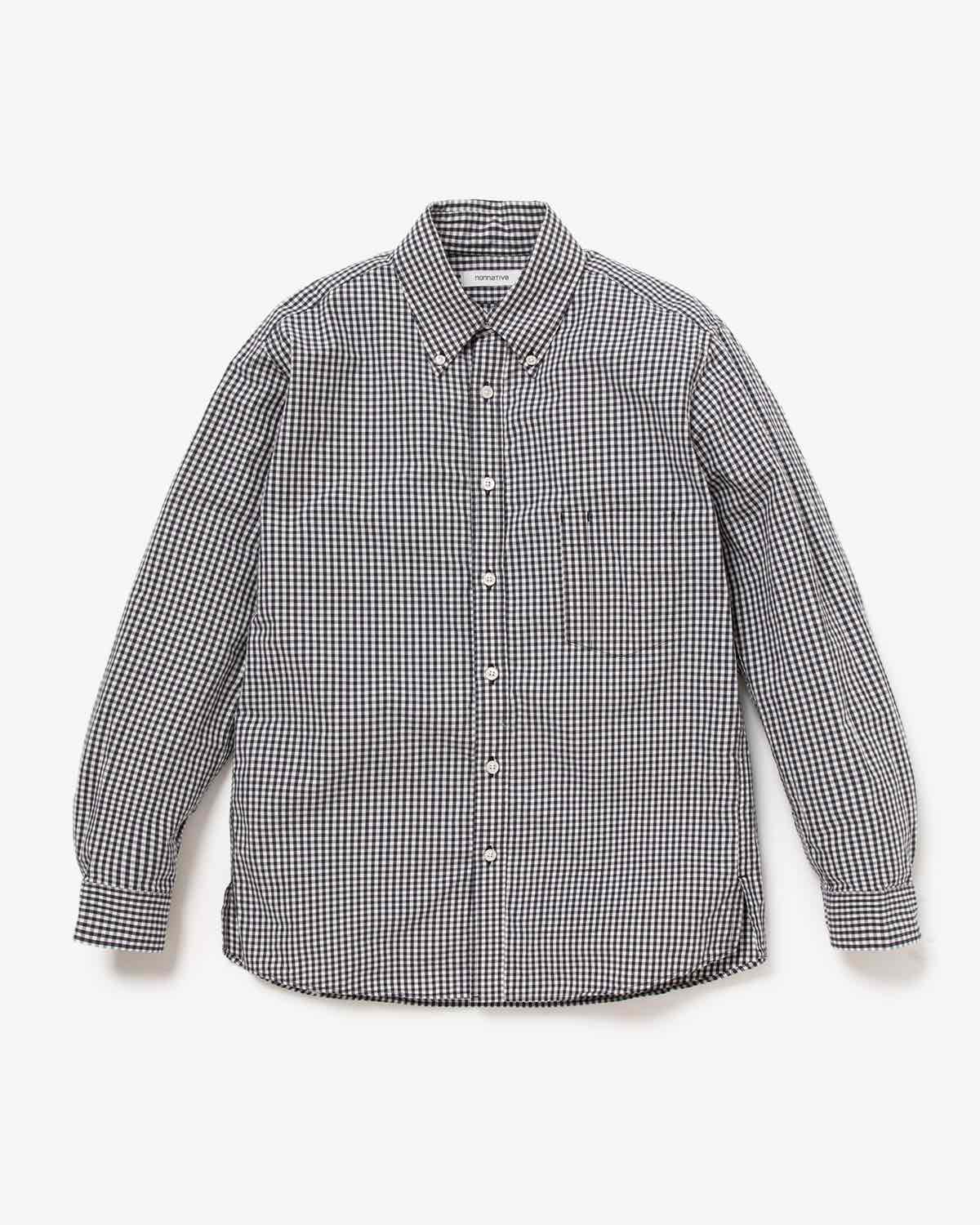 DWELLER B.D. SHIRT COTTON TYPEWRITER GINGHAM CHECK