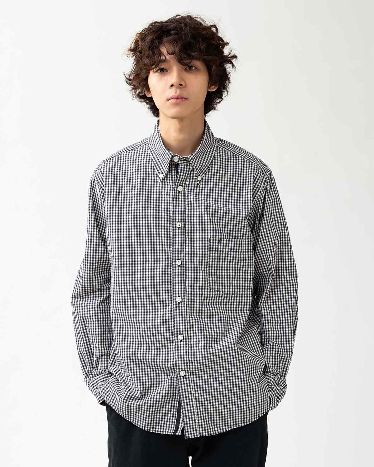 DWELLER B.D. SHIRT COTTON TYPEWRITER GINGHAM CHECK