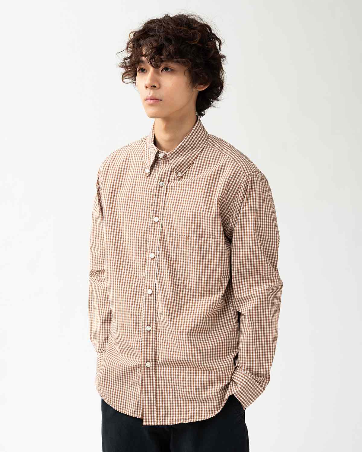 DWELLER B.D. SHIRT COTTON TYPEWRITER GINGHAM CHECK