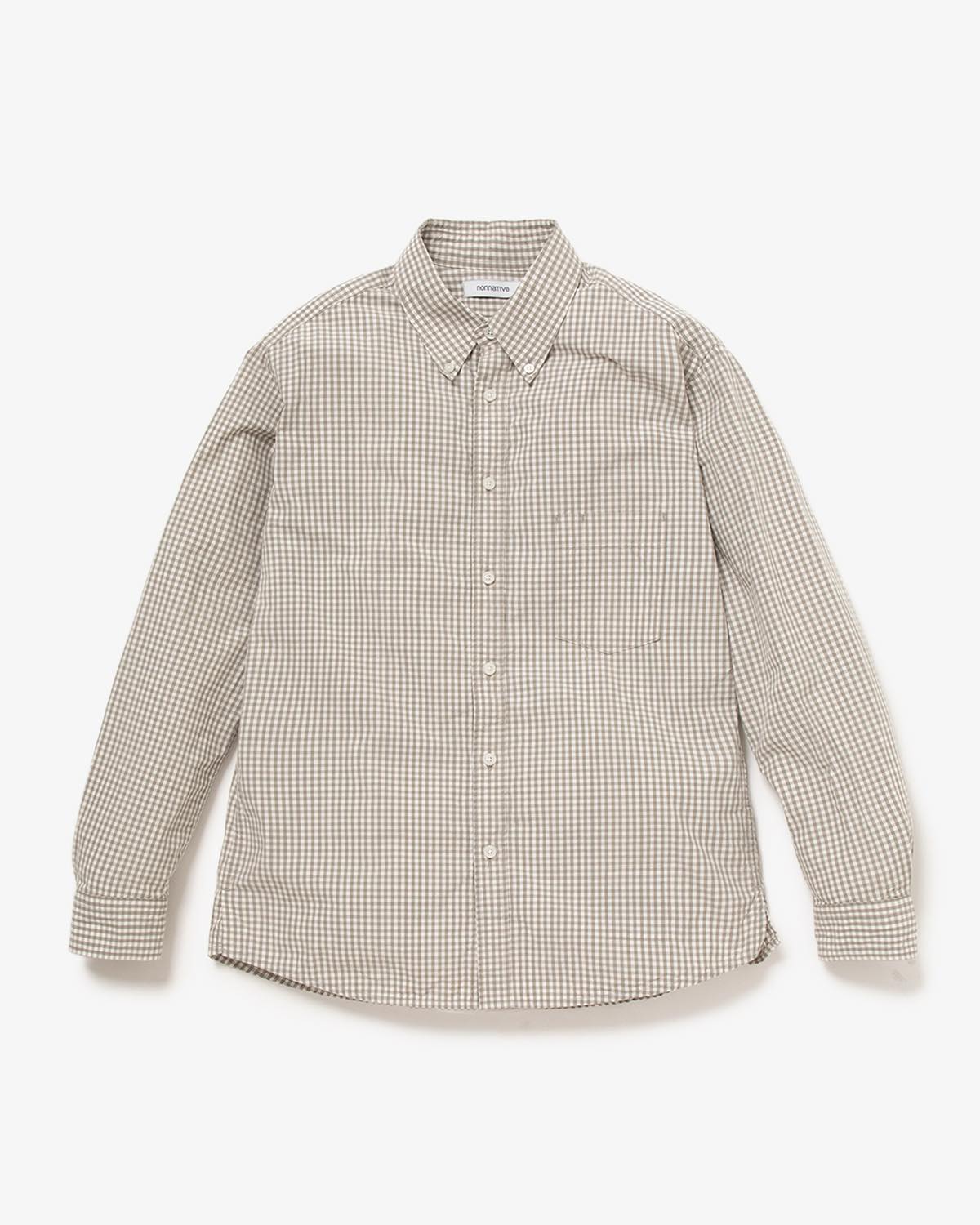 DWELLER B.D. SHIRT COTTON TYPEWRITER GINGHAM CHECK