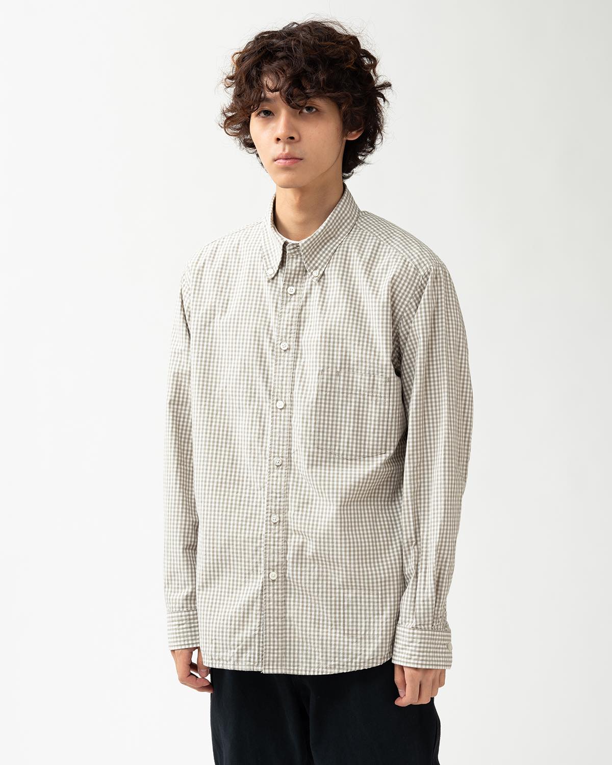 DWELLER B.D. SHIRT COTTON TYPEWRITER GINGHAM CHECK