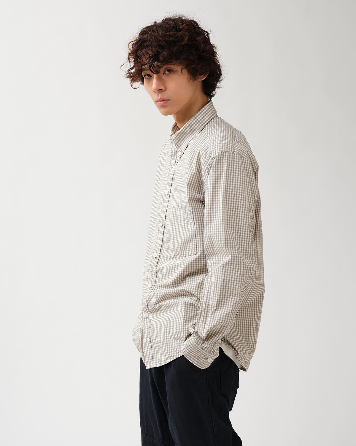 DWELLER B.D. SHIRT COTTON TYPEWRITER GINGHAM CHECK