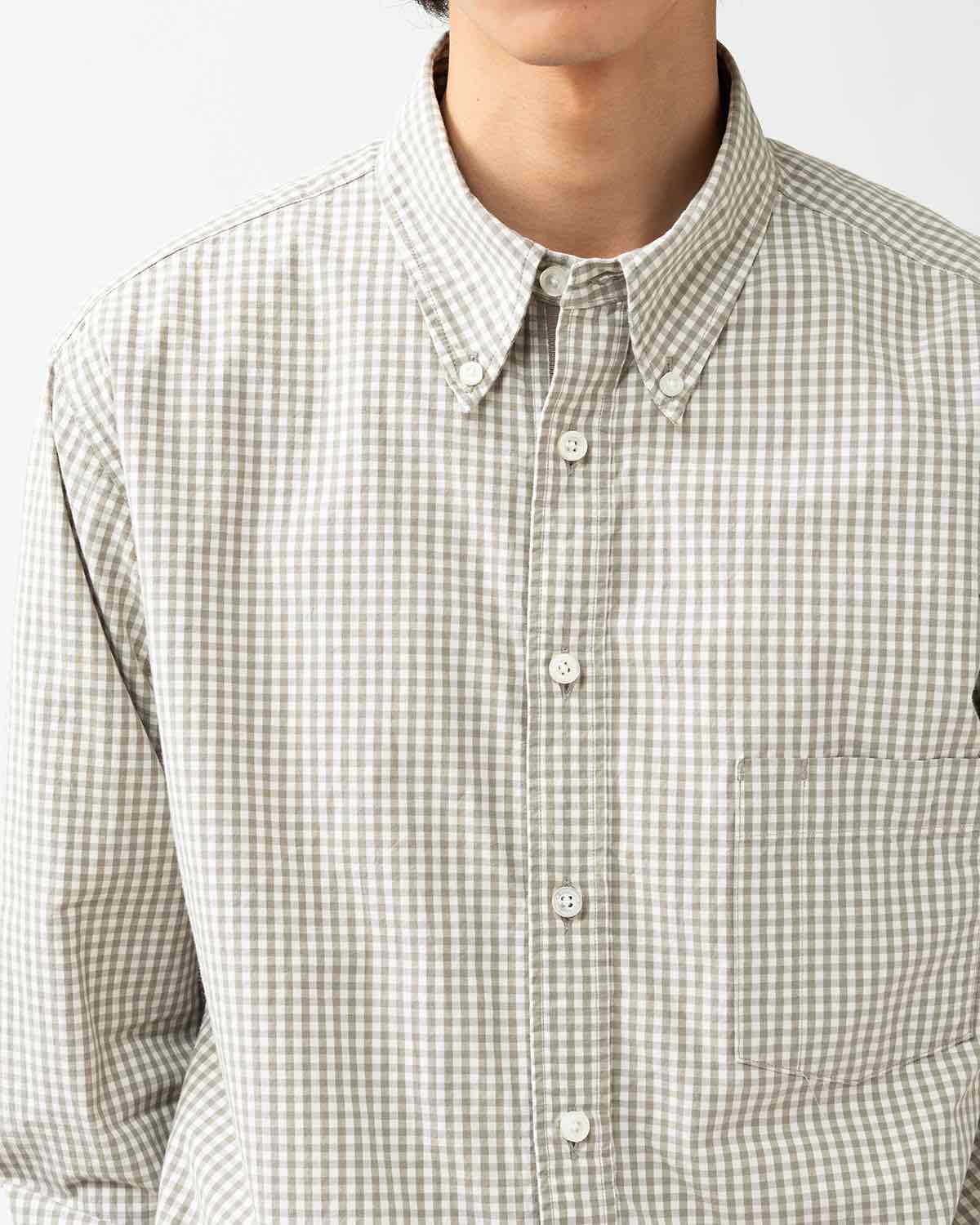 DWELLER B.D. SHIRT COTTON TYPEWRITER GINGHAM CHECK