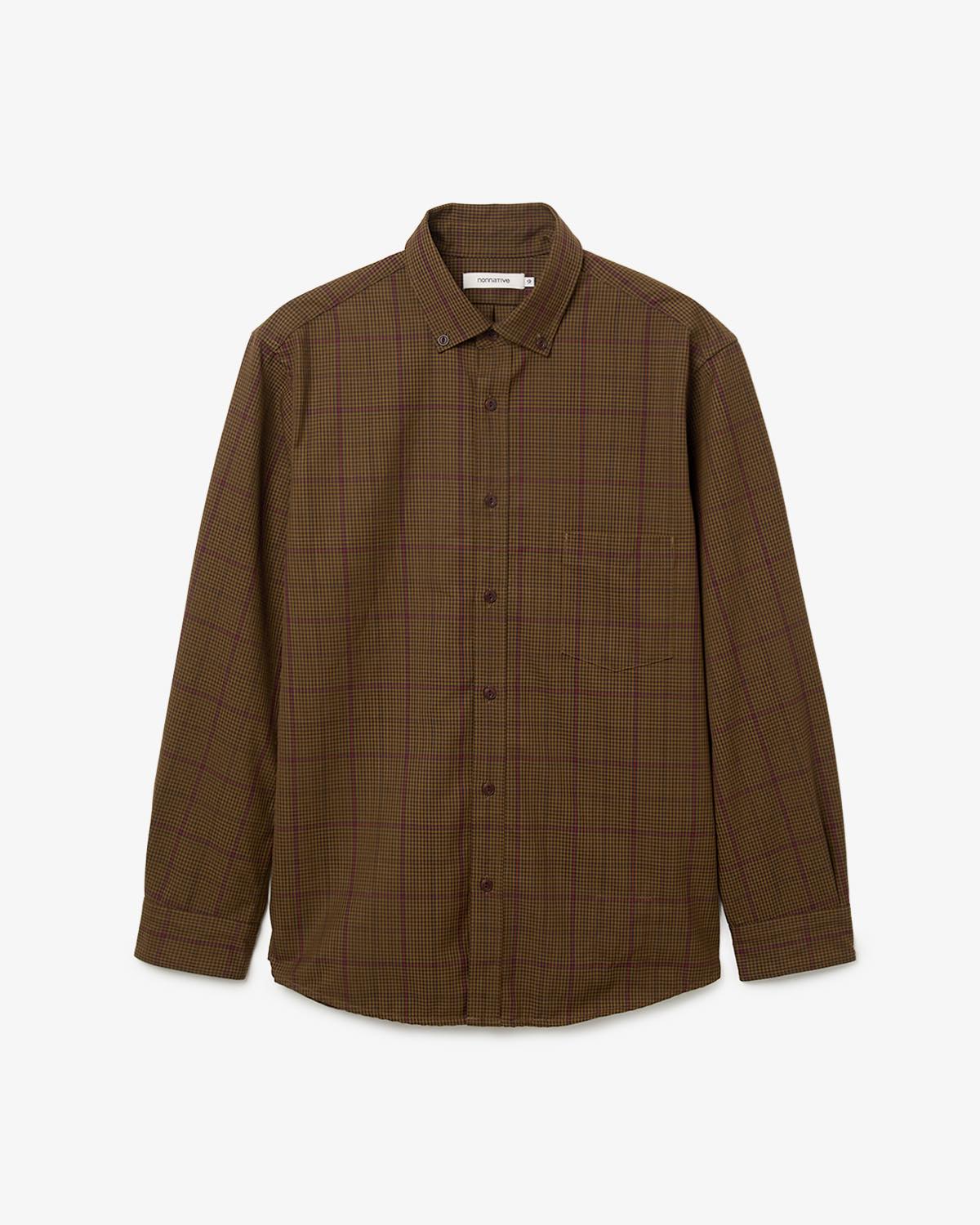 DWELLER B.D. SHIRT P/W GABARDINE TARTAN CHECK