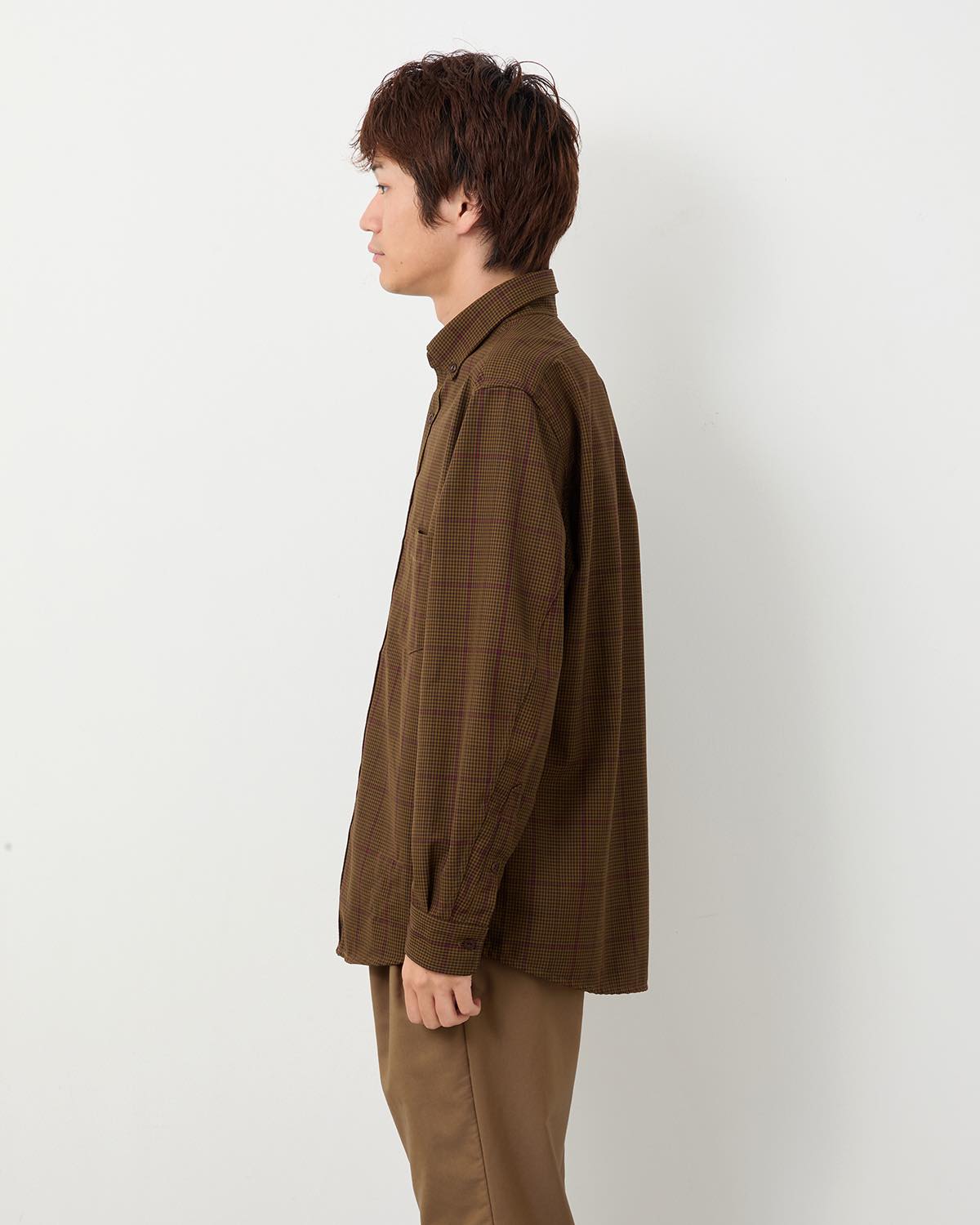 DWELLER B.D. SHIRT P/W GABARDINE TARTAN CHECK