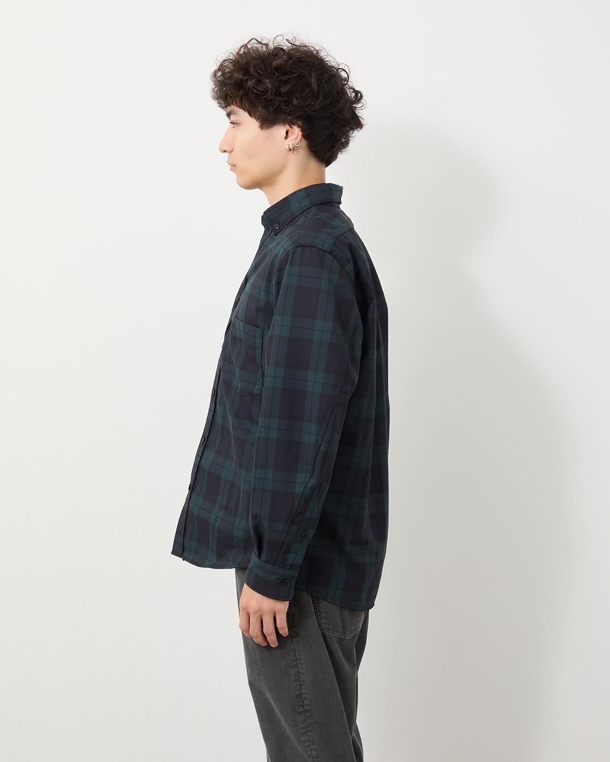 DWELLER B.D. SHIRT P/W GABARDINE TARTAN CHECK