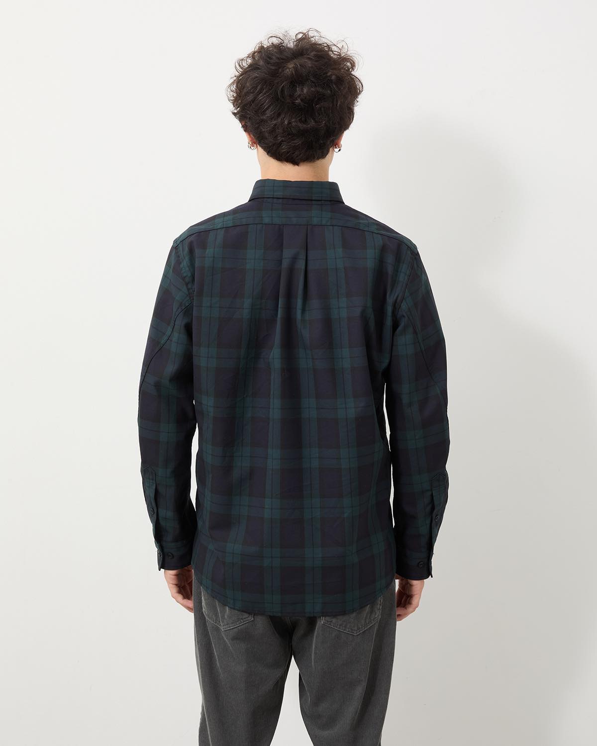 DWELLER B.D. SHIRT P/W GABARDINE TARTAN CHECK