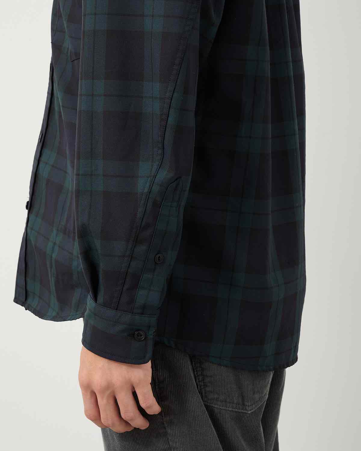 DWELLER B.D. SHIRT P/W GABARDINE TARTAN CHECK
