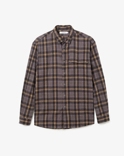 WORKER ZIP SHIRT COTTON FLANNEL OMBRE CHECK
