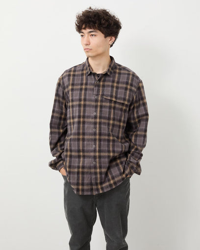 WORKER ZIP SHIRT COTTON FLANNEL OMBRE CHECK