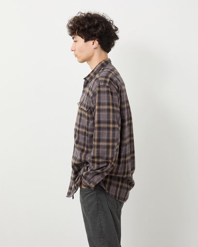 WORKER ZIP SHIRT COTTON FLANNEL OMBRE CHECK