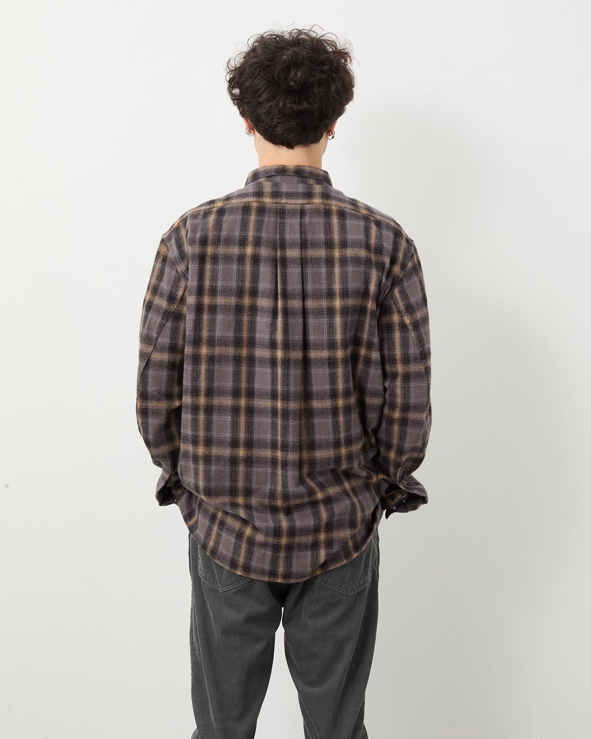 WORKER ZIP SHIRT COTTON FLANNEL OMBRE CHECK