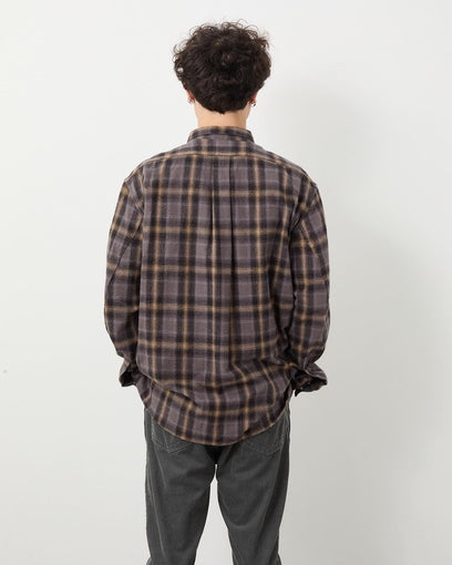 WORKER ZIP SHIRT COTTON FLANNEL OMBRE CHECK