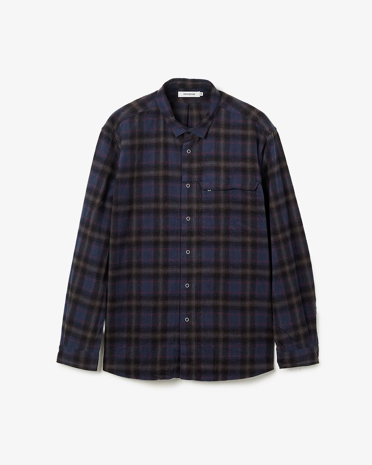 WORKER ZIP SHIRT COTTON FLANNEL OMBRE CHECK