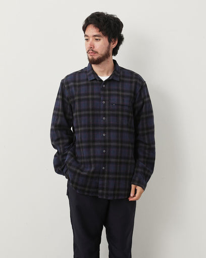 WORKER ZIP SHIRT COTTON FLANNEL OMBRE CHECK