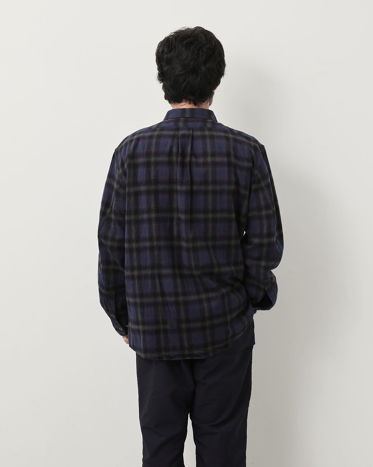 WORKER ZIP SHIRT COTTON FLANNEL OMBRE CHECK