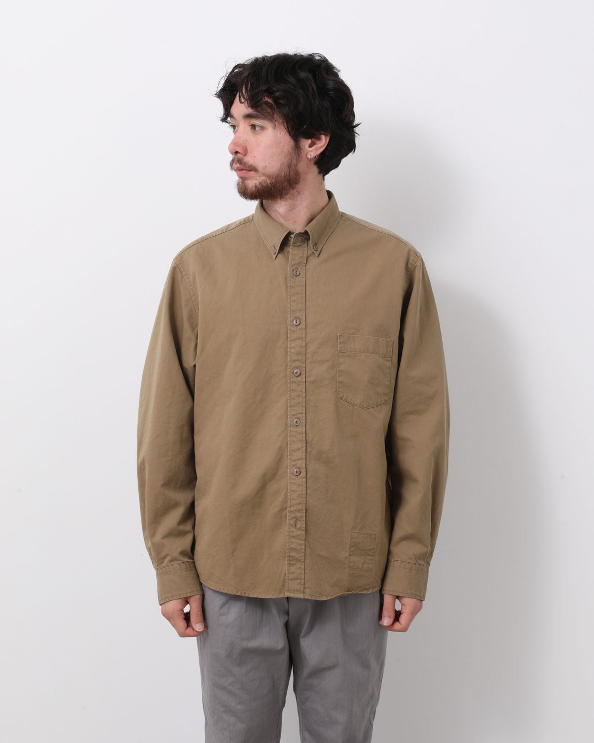DWELLER B.D. L/S SHIRT C/Li TWILL PIGMENT DYE