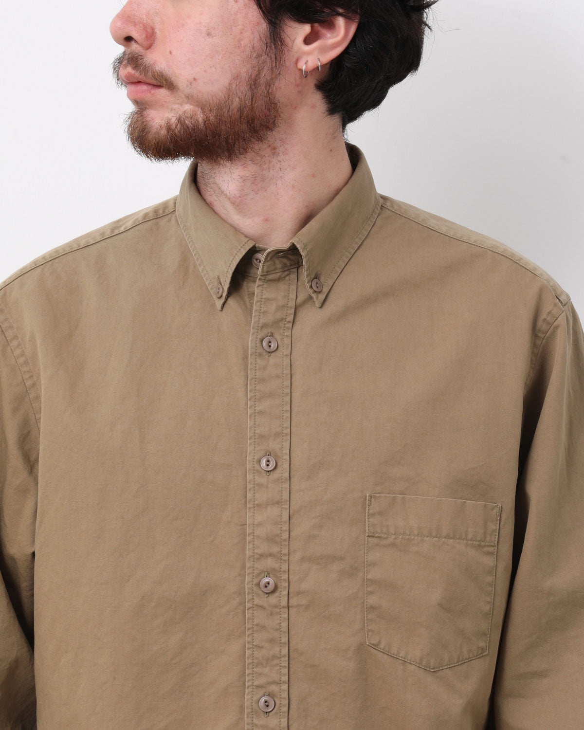 DWELLER B.D. L/S SHIRT C/Li TWILL PIGMENT DYE