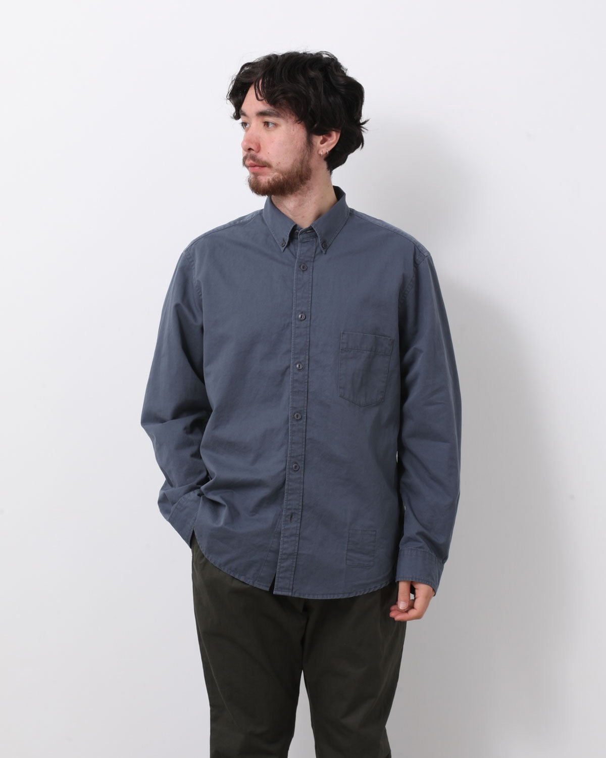 DWELLER B.D. L/S SHIRT C/Li TWILL PIGMENT DYE