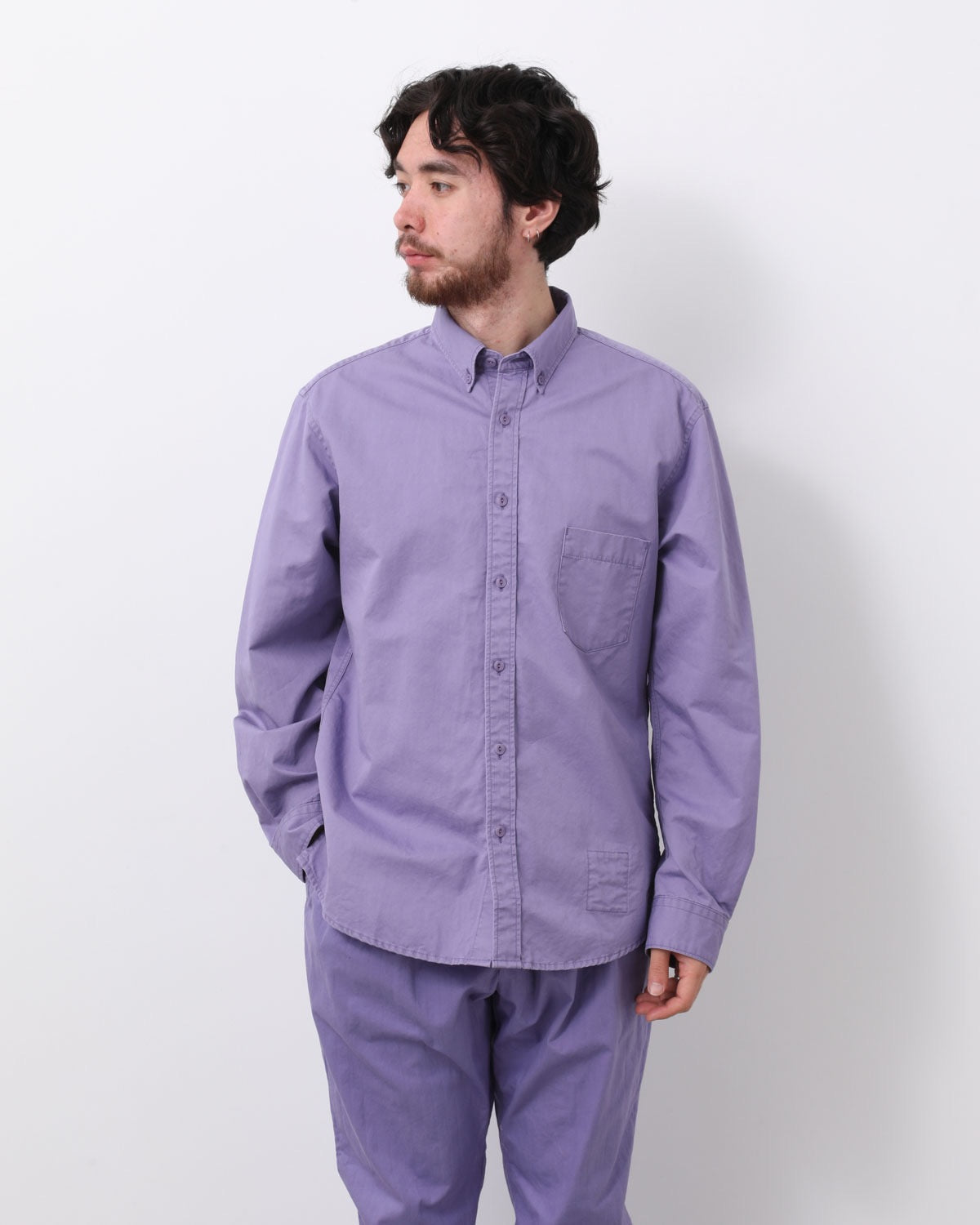 DWELLER B.D. L/S SHIRT C/Li TWILL PIGMENT DYE
