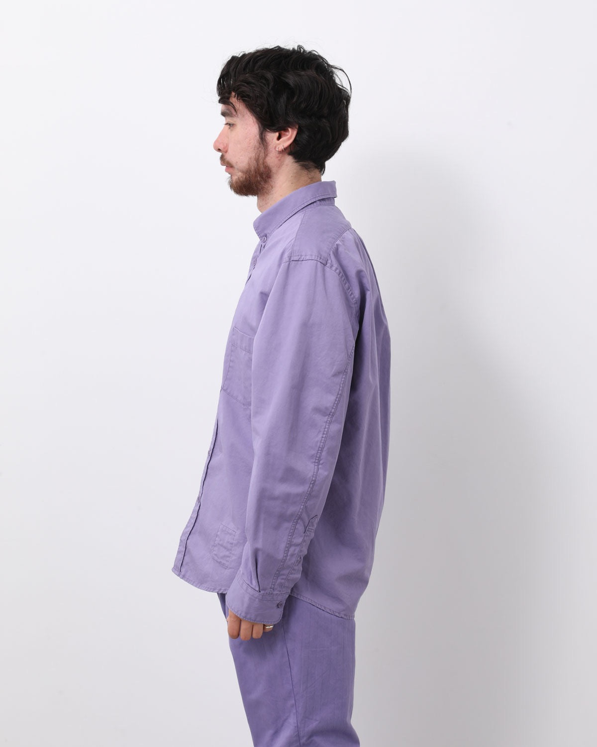 DWELLER B.D. L/S SHIRT C/Li TWILL PIGMENT DYE