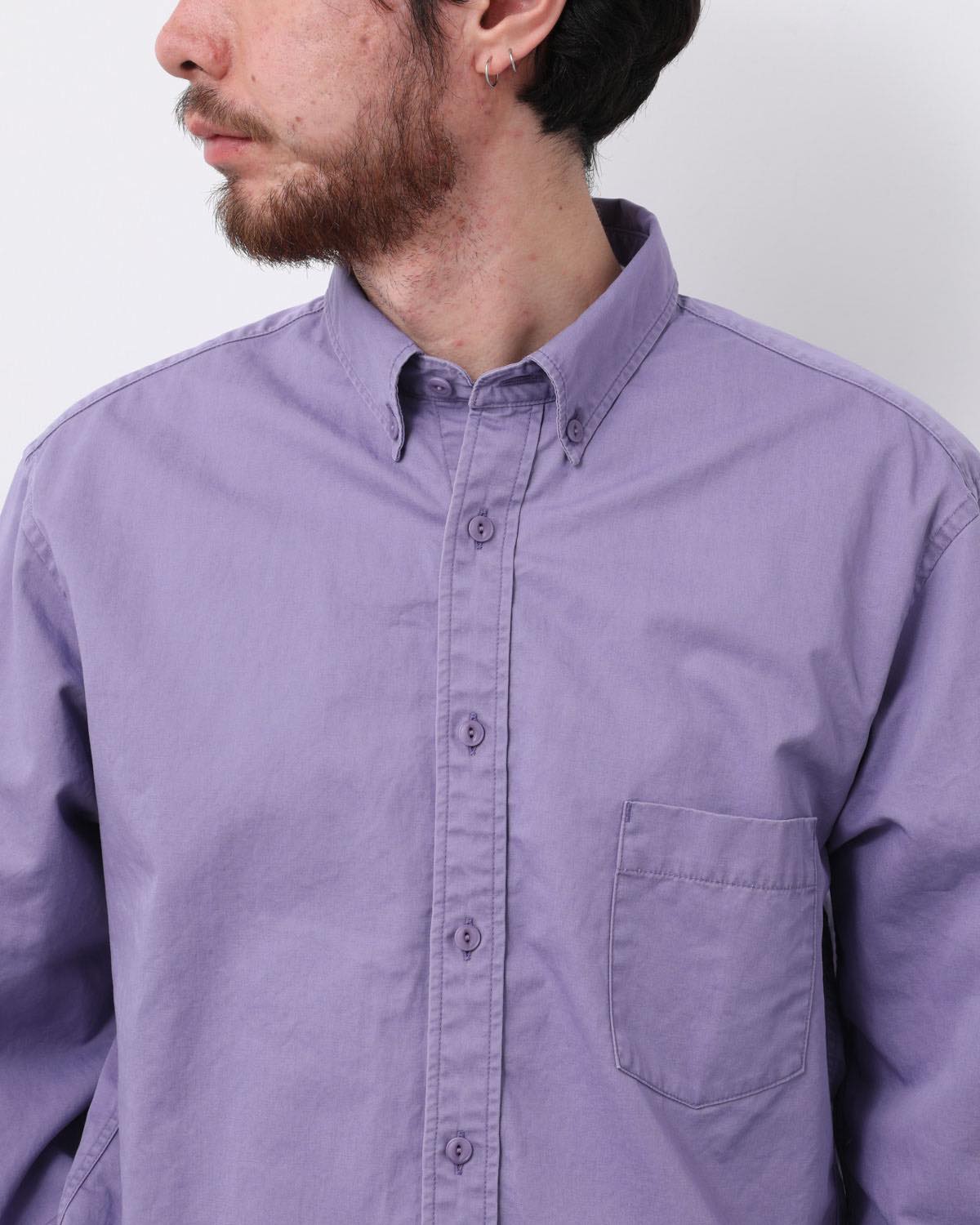 DWELLER B.D. L/S SHIRT C/Li TWILL PIGMENT DYE
