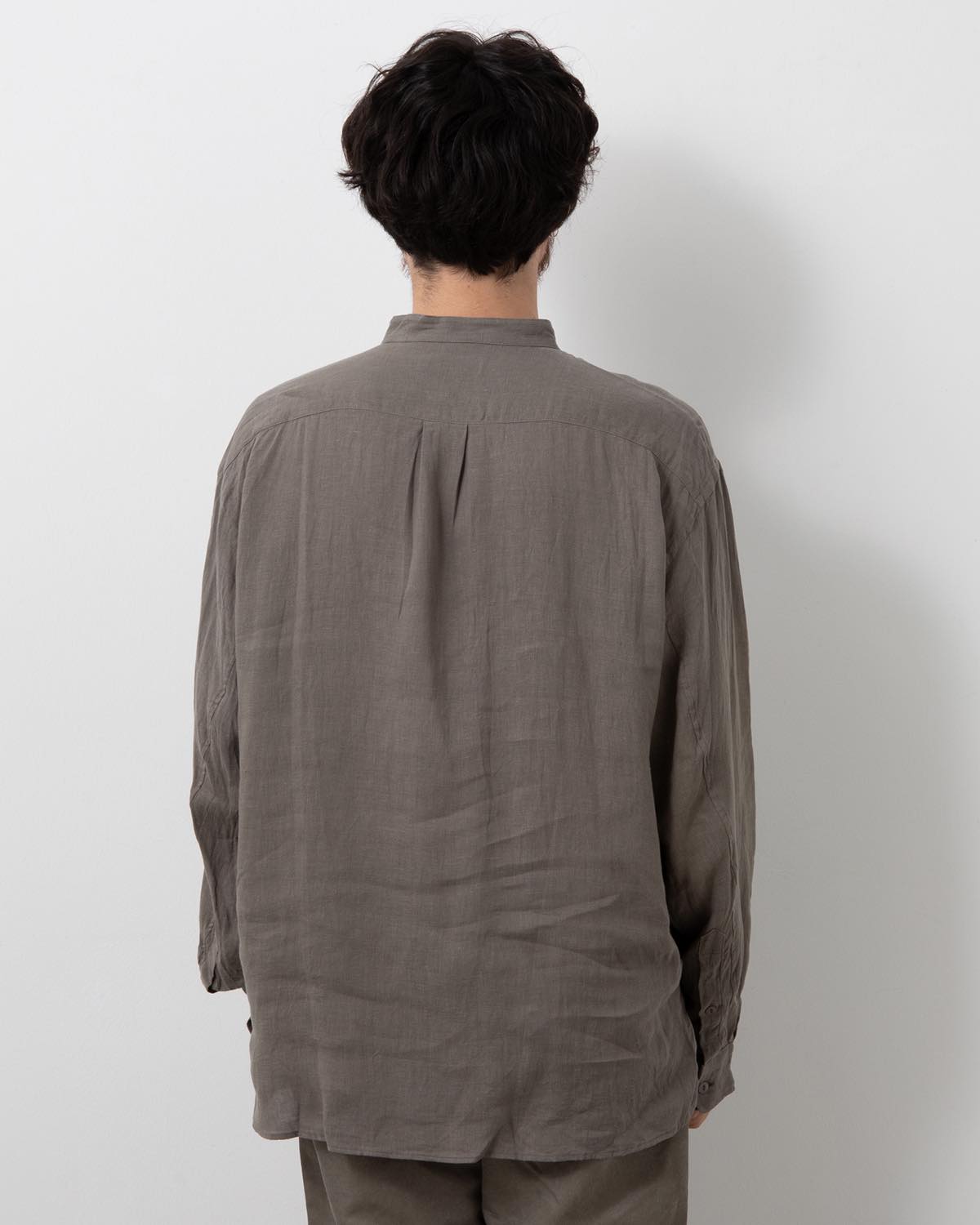 OFFICER STAND COLLAR L/S SHIRT LINEN CANVAS