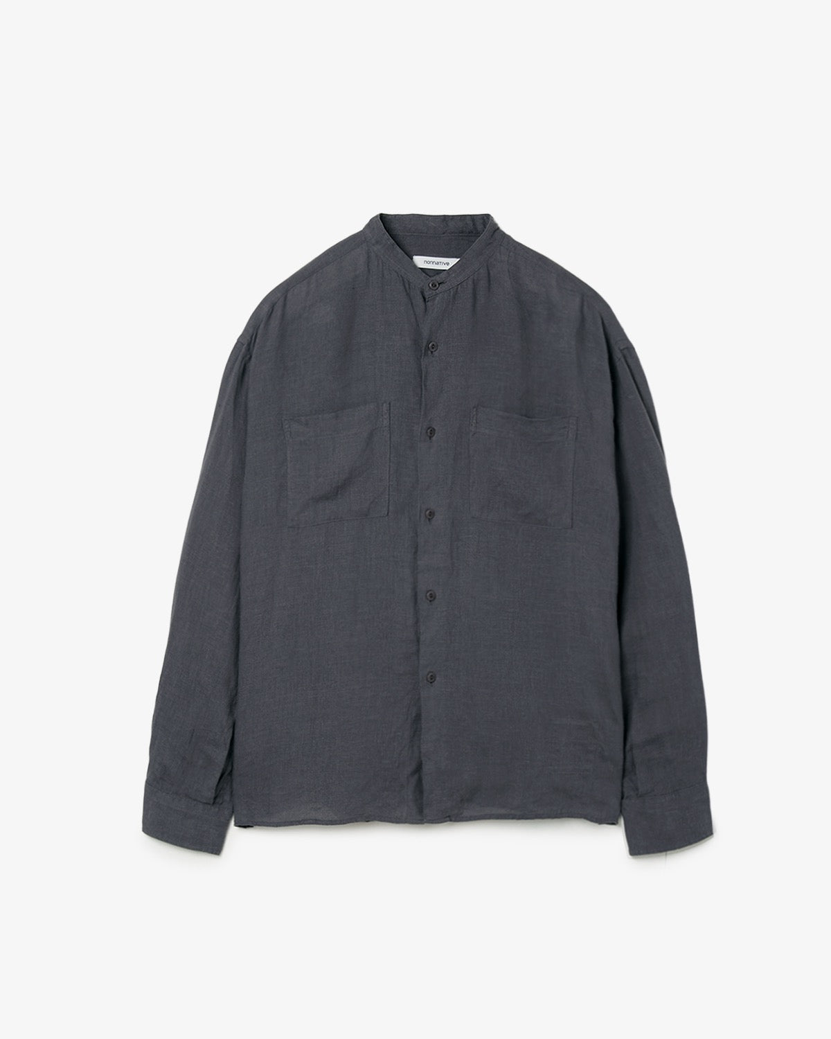 OFFICER STAND COLLAR L/S SHIRT LINEN CANVAS