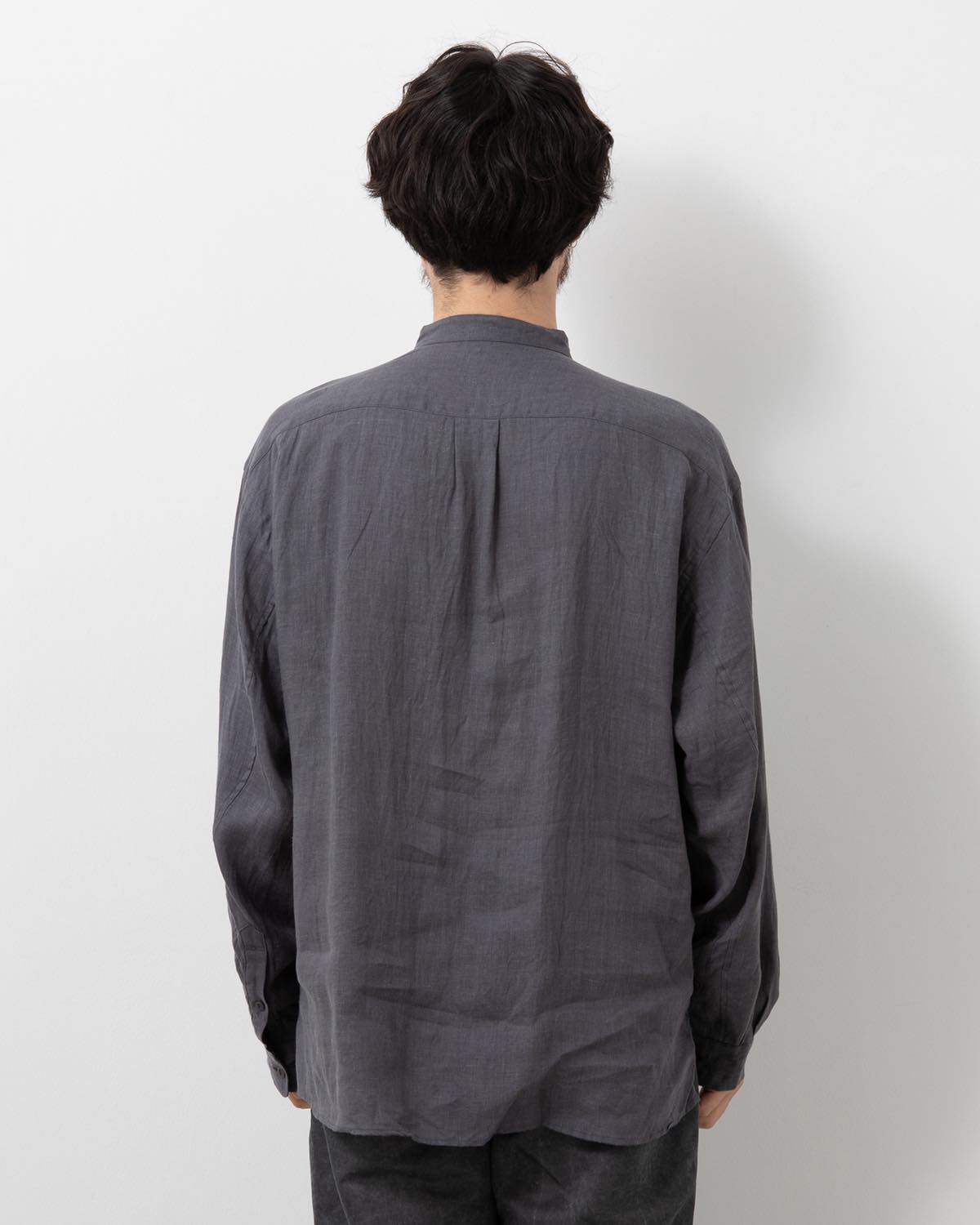 OFFICER STAND COLLAR L/S SHIRT LINEN CANVAS