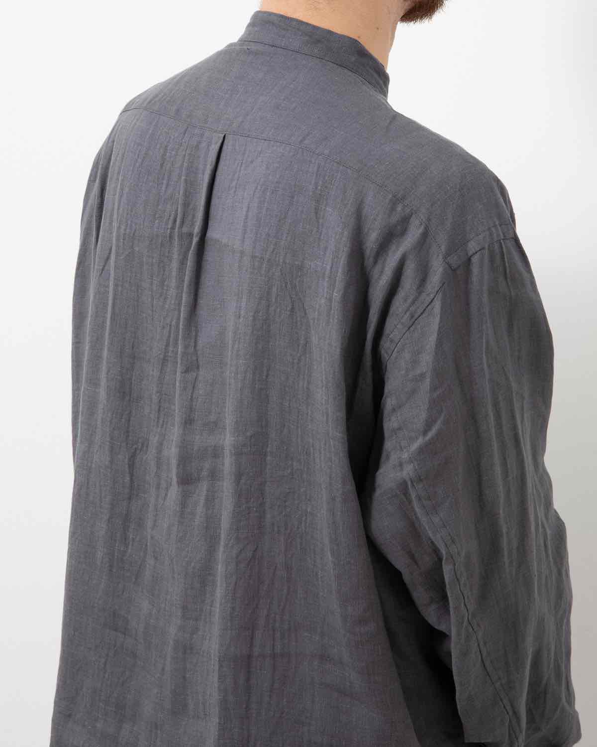 OFFICER STAND COLLAR L/S SHIRT LINEN CANVAS