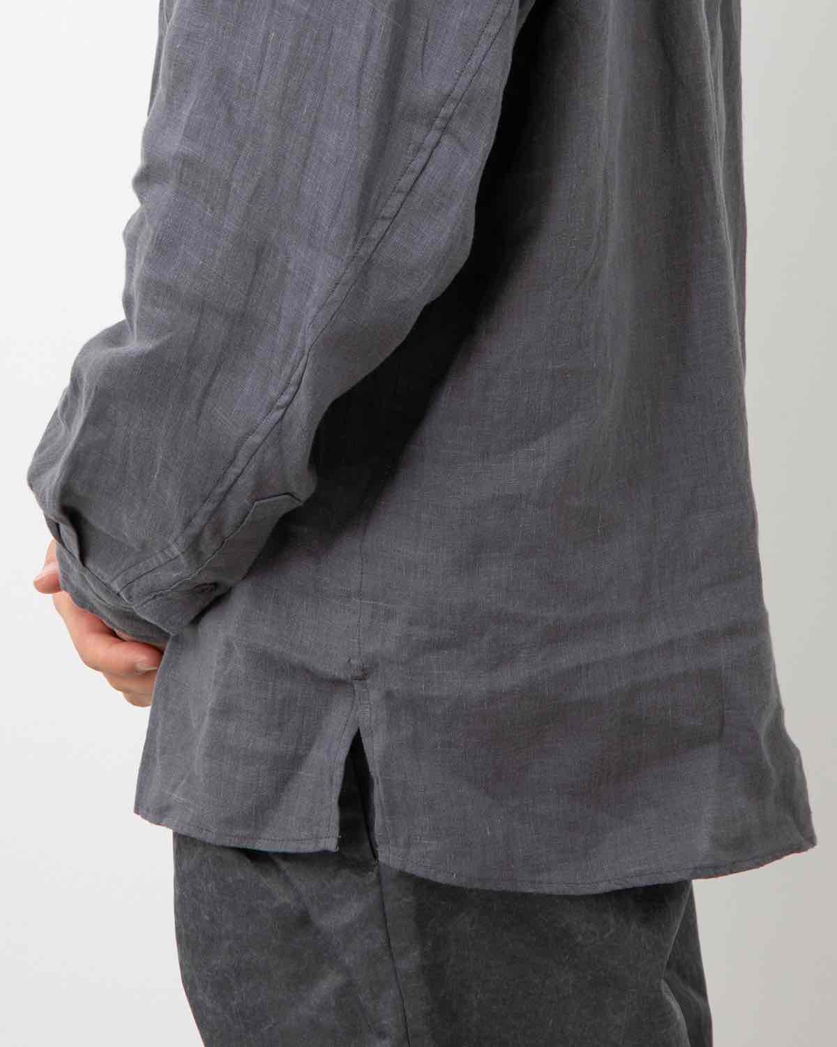 OFFICER STAND COLLAR L/S SHIRT LINEN CANVAS