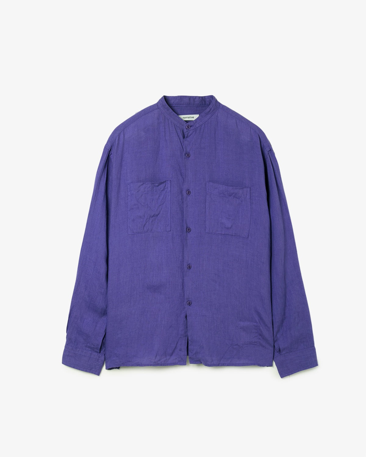 OFFICER STAND COLLAR L/S SHIRT LINEN CANVAS